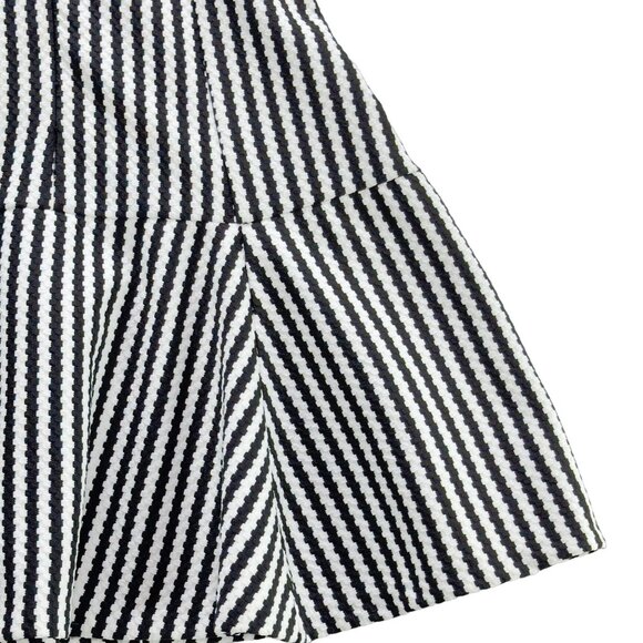 AQUA Women's Dress Black White Stripe Drop Waist Stretch Flounce Bottom Size M - Picture 6 of 12